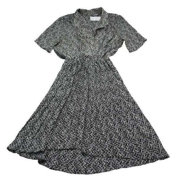 Items Dress Womens Black Short Sleeve Collared Wrap Casual Pullover Maxi - Picture 1 of 14